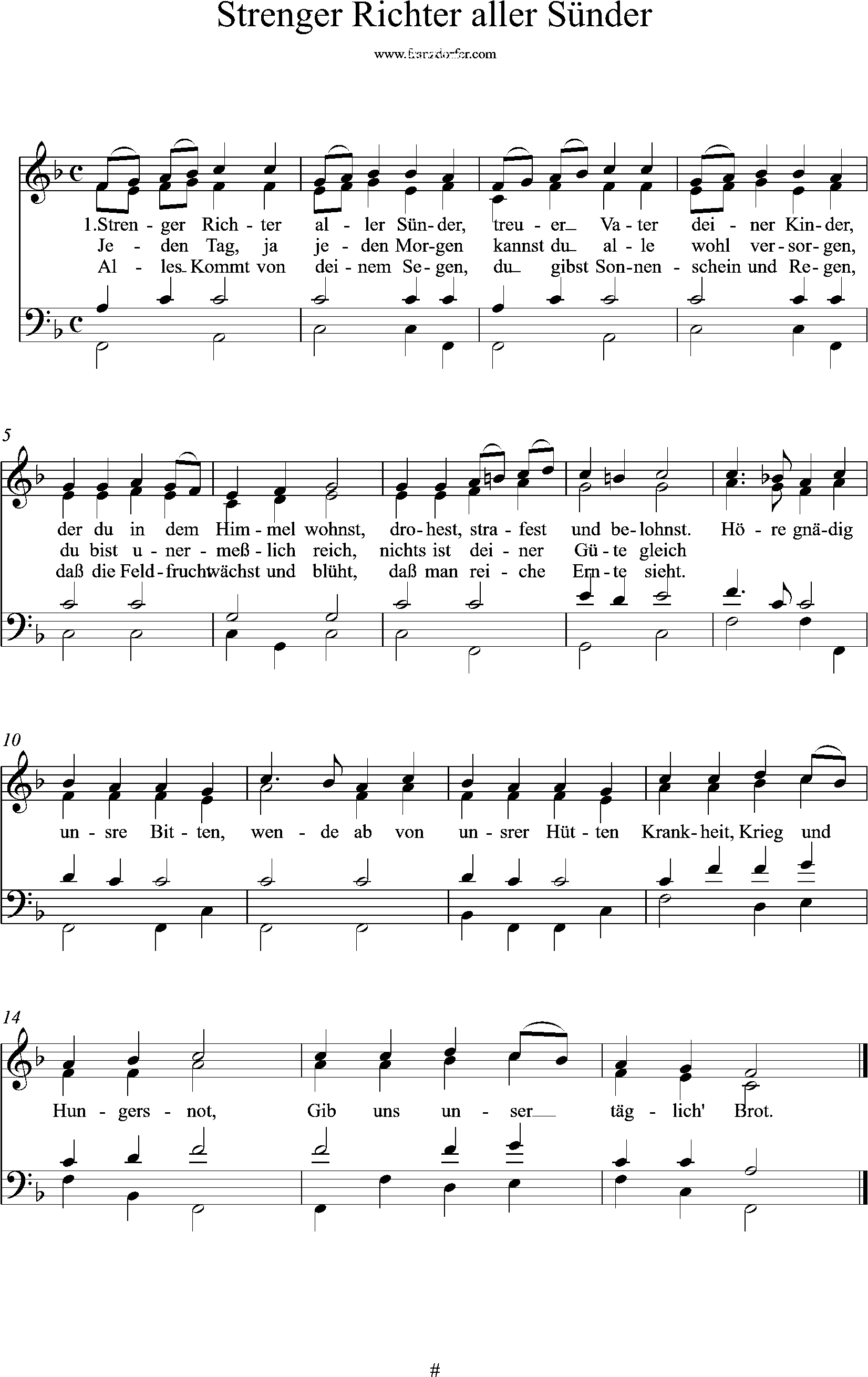Orgelsatz, 4stimmig, Strenger Richter-F-Dur